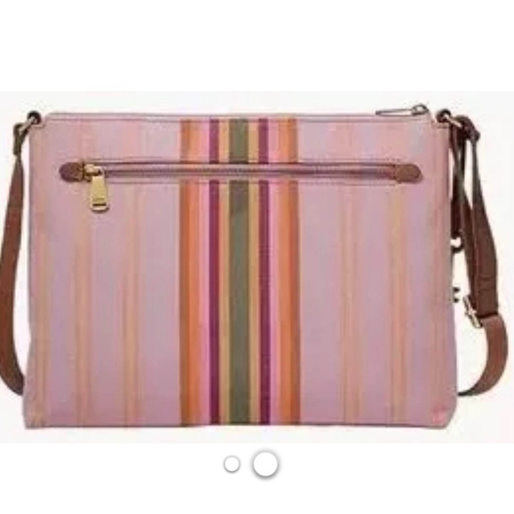 Fossil Kinley Womens Crosbody Bright Stripe Pink Women Fabric Bag purse fabric - Picture 2 of 7